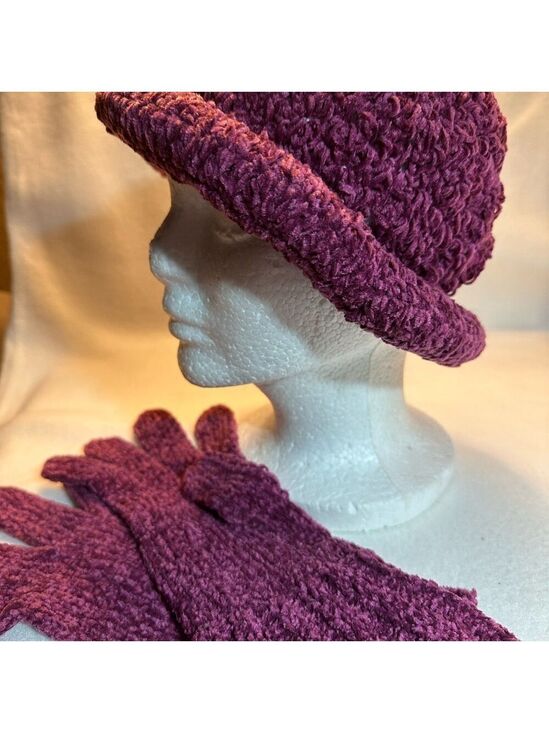 Damart Accessories - Raspberry Knit Hat and Gloves Set
